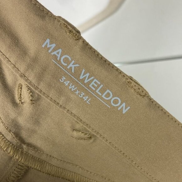 New Mack Weldon Beige Tan Chino Pants Size 34 by 34‎ Sandstorm Technical Stretch - Picture 4 of 11